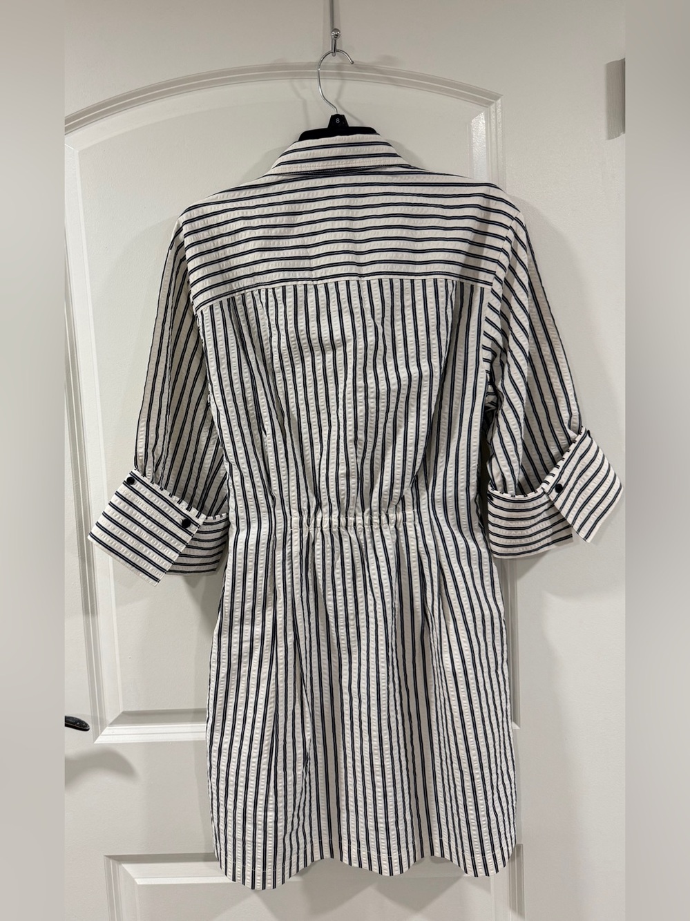 Madewell Grey Variegated Stripe Seersucker Mini Shirtdress Size 4 NWT - Picture 5 of 10